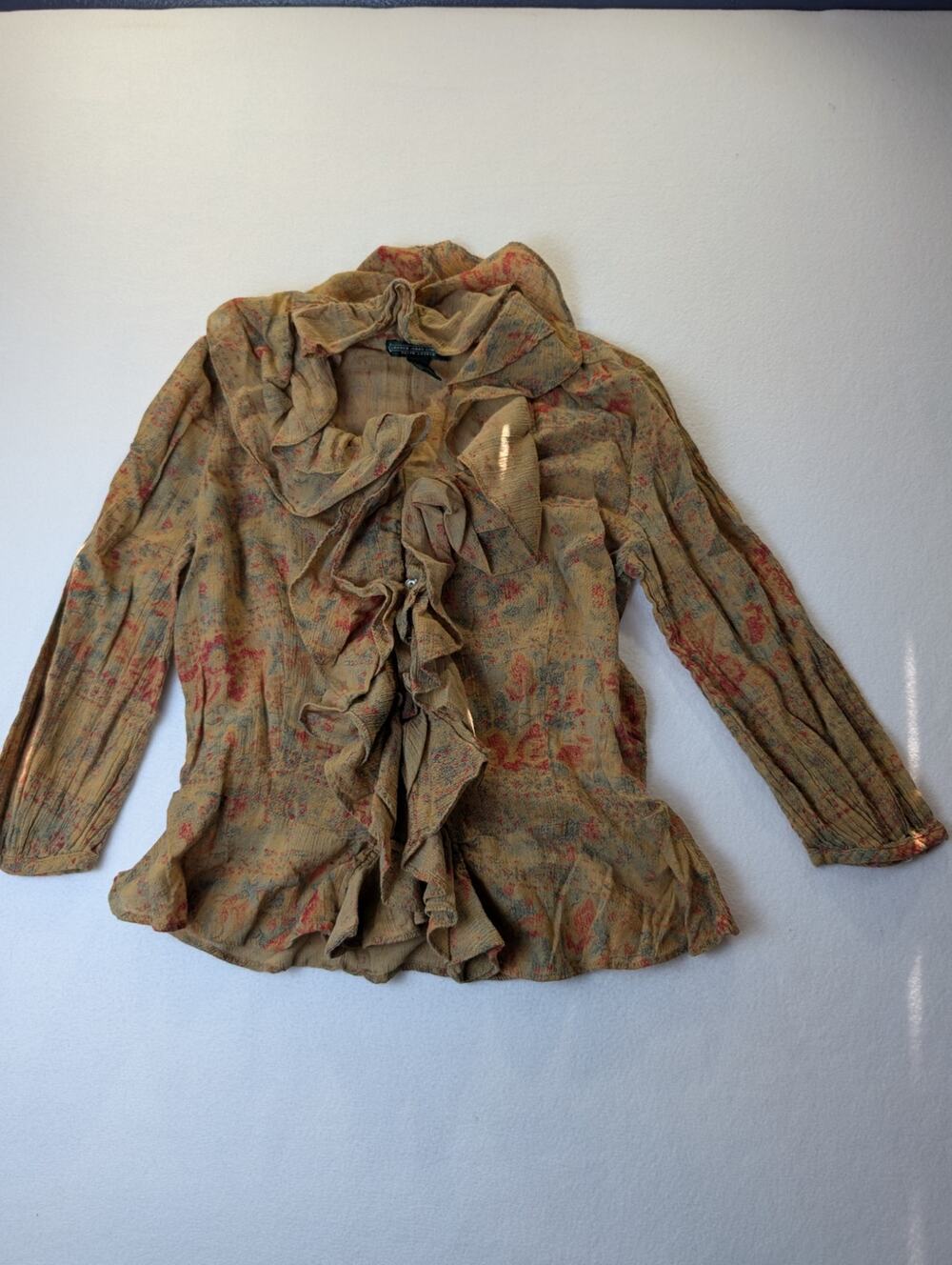 Ralph Lauren Women's Floral Ruffle Blouse Size XS